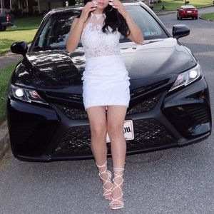 White Mini Bodycon Lace Dress